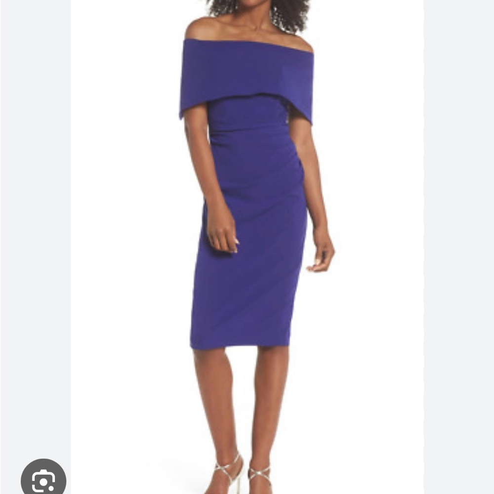 Vince Camuto Cobalt Purple Off Shoulder Dress